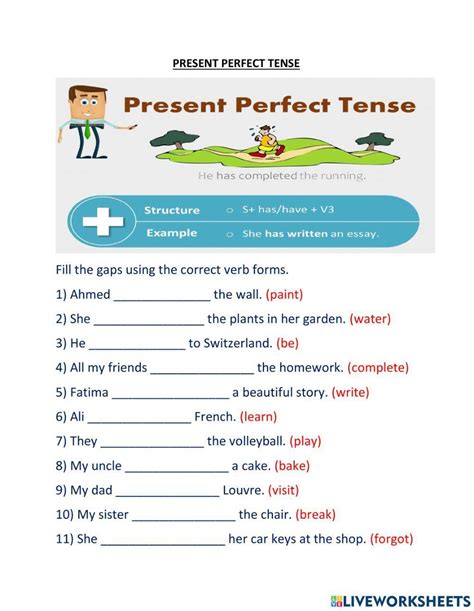 Image result for Present Perfect Tense English Worksheet