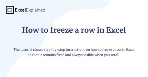 Image result for How to Freeze a Row in Excel When Scrolling