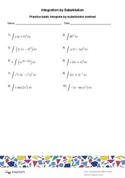 Image result for Integration by Substitution Worksheet.pdf