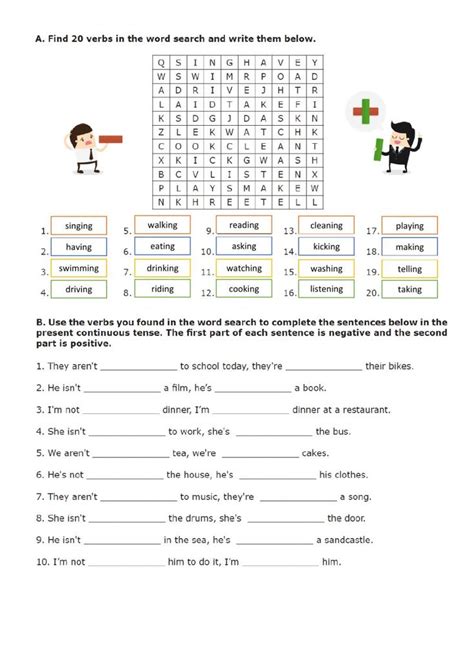 Present Progressive Negative Worksheet に対する画像結果