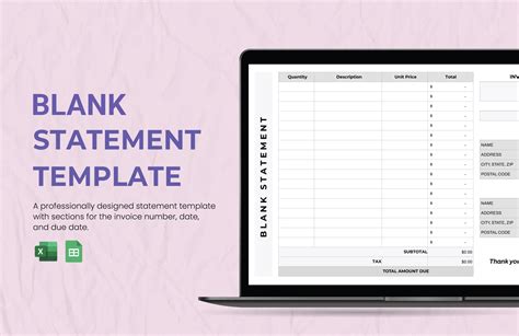 Image result for Blank Account Statement Template Excel