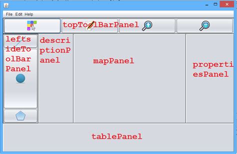 Toradh íomhá ar BorderLayout Java Swing Picture