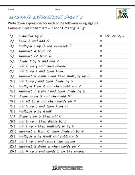 Image result for Algebra Worksheets