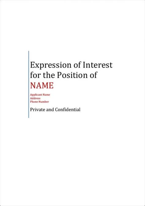 Image result for Expression of Interest for a Job