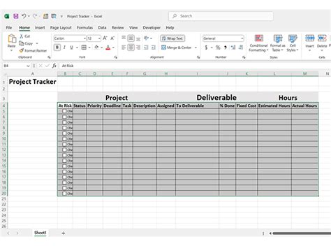 Project Tracker Template に対する画像結果