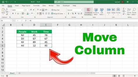 Toradh íomhá ar Move Column Position in Excel