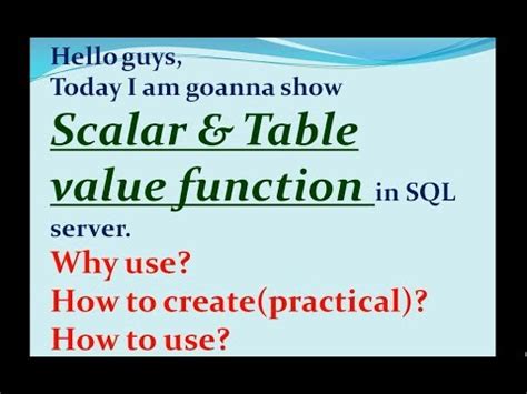Afbeeldingsresultaten voor How to Create Scalar Value Function