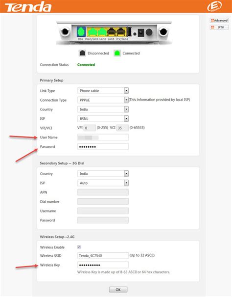 Toradh íomhá ar Broadcom ADSL Router