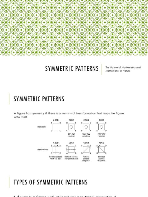 Symmetric Patterns: The Nature of Mathematics and Mathematics in Nature ...
