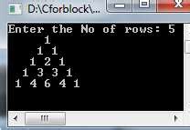 Image result for Pascal Triangle Program in C