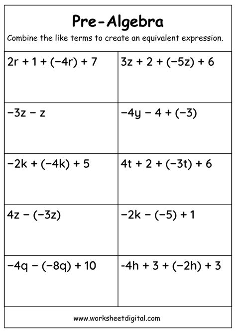 Image result for Algebra Worksheets