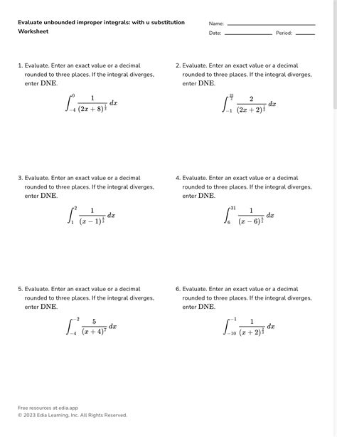 U-Substitution Worksheet に対する画像結果