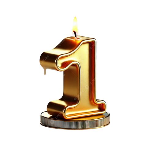 A Number One Shaped Golden Birthday Candle Lit On Top, Golden Birthday ...