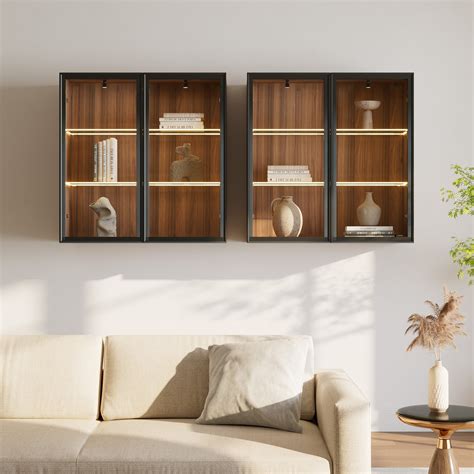 Eureka Ergonomic Wall Mounted Display Cabinet with Light Control