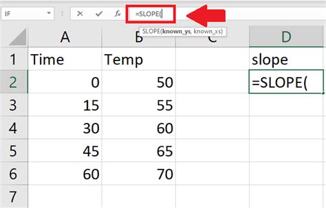 Image result for Slope in Exel