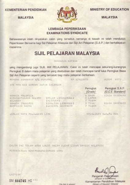 Image result for Sijil SPM Original
