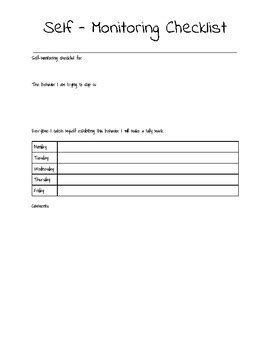 Image result for Free Printable Self Monitoring Checklist