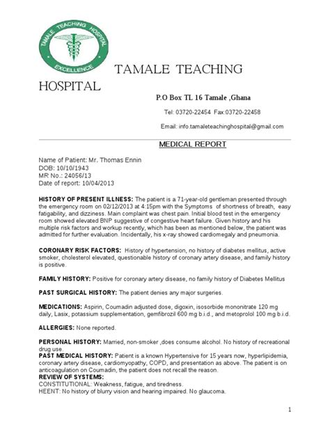 Image result for Medical Diagnostic Report Sample