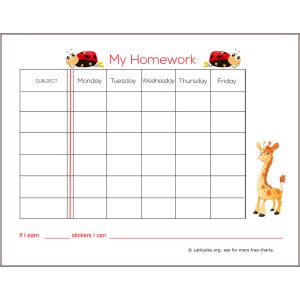 Printable Homework Charts for Teachers & Students | ACN Latitudes