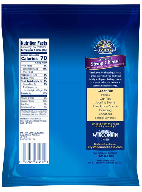 Afbeeldingsresultaten voor String Cheese Nutrition Label