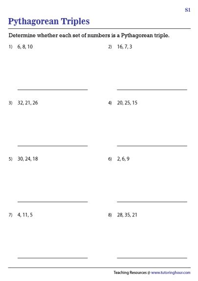 Toradh íomhá ar Pythagorean Theorem Number Sets