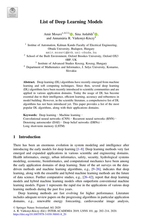 Image result for Deep Learning Model List