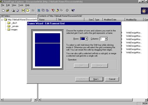 Toradh íomhá ar Microsoft FrontPage Screen Shot Windows 1.0