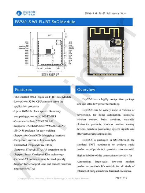 Toradh íomhá ar Esp32 Data Sheet PDF