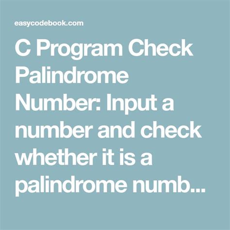 Image result for Check Palindrome Number in C