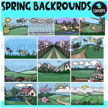 Spring Backgrounds Clip Art Bundle {Educlips Clipart} by Educlips
