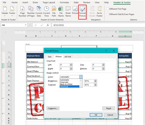 Image result for How to Watermark in Exce