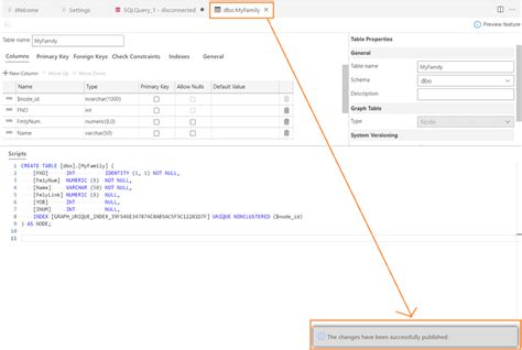 Tables Node in SQL Sever に対する画像結果