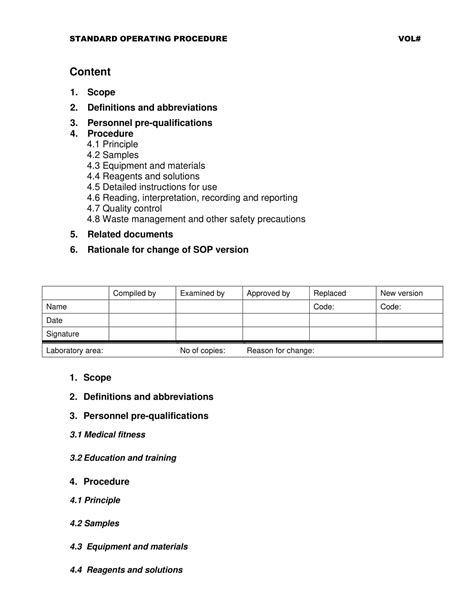 Afbeeldingsresultaten voor Free Printable SOP Template