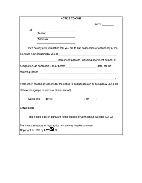 Image result for Notice to Quit Form