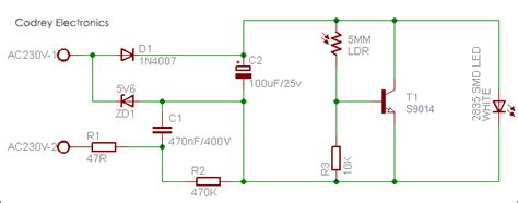 Image result for Night LED Light Circuit Diagram