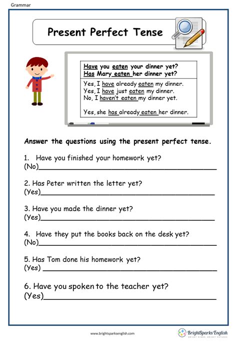 Image result for Present Perfect Tense English Worksheet
