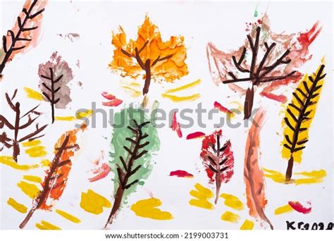 Autumn Scenery Kids Art Creative Artwork Stock Illustration 2199003731 ...