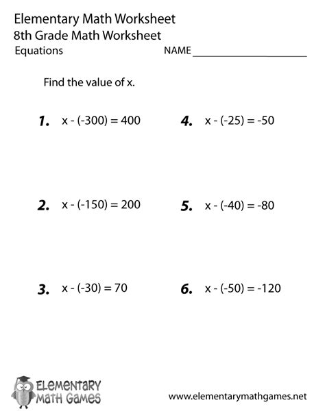 8th Grade Functions Worksheet PDF に対する画像結果