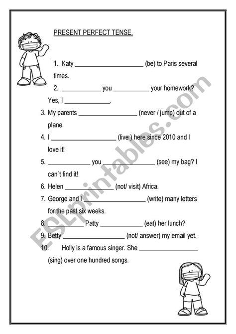 Image result for Present Perfect Tense English Worksheet