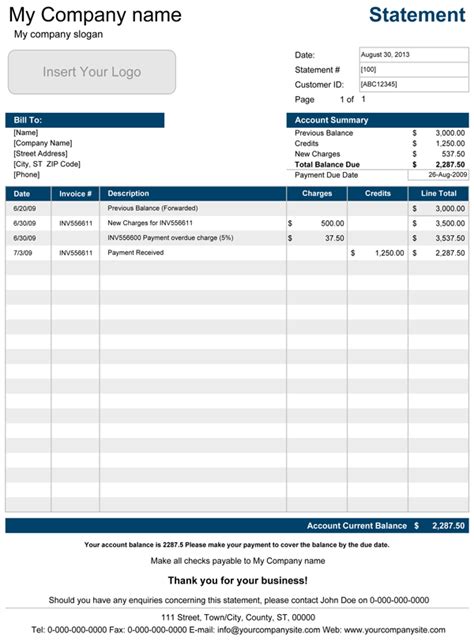 Image result for Blank Account Statement Template Excel