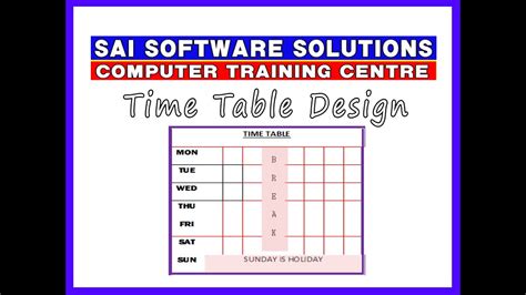 Image result for Create Time Table in WRD