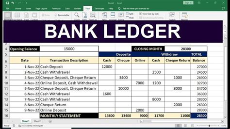 Account Ledger Format in Excel