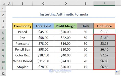 Toradh íomhá ar Excel Formula for Each Item in an Array