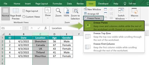 Image result for How to Freeze Columns in Excel Spreadsheet