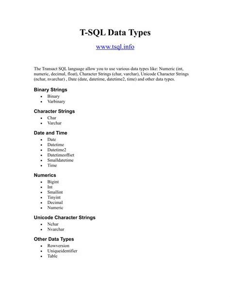 Image result for SQL Data Ttpes