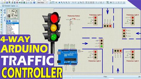 Toradh íomhá ar Arduino Traffic Light Proteus Simulation