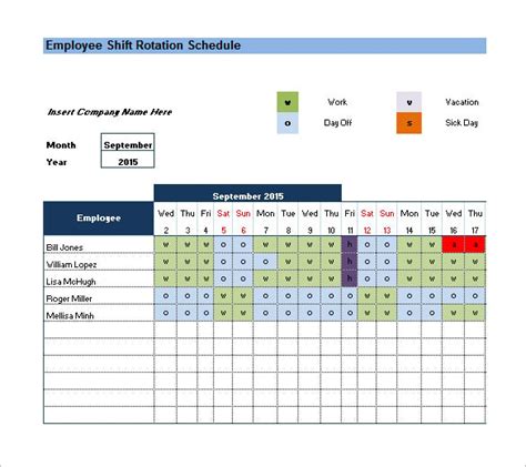 Toradh íomhá ar Rotating Shift Work Schedule Templates