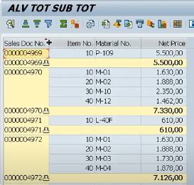 Image result for Subtotal SAP