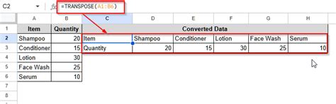Toradh íomhá ar How to Convert Column Int Row in Excel