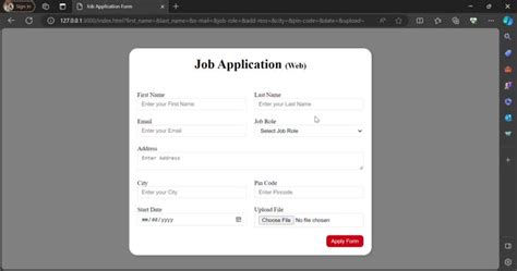 Image result for Job Application Form CSS